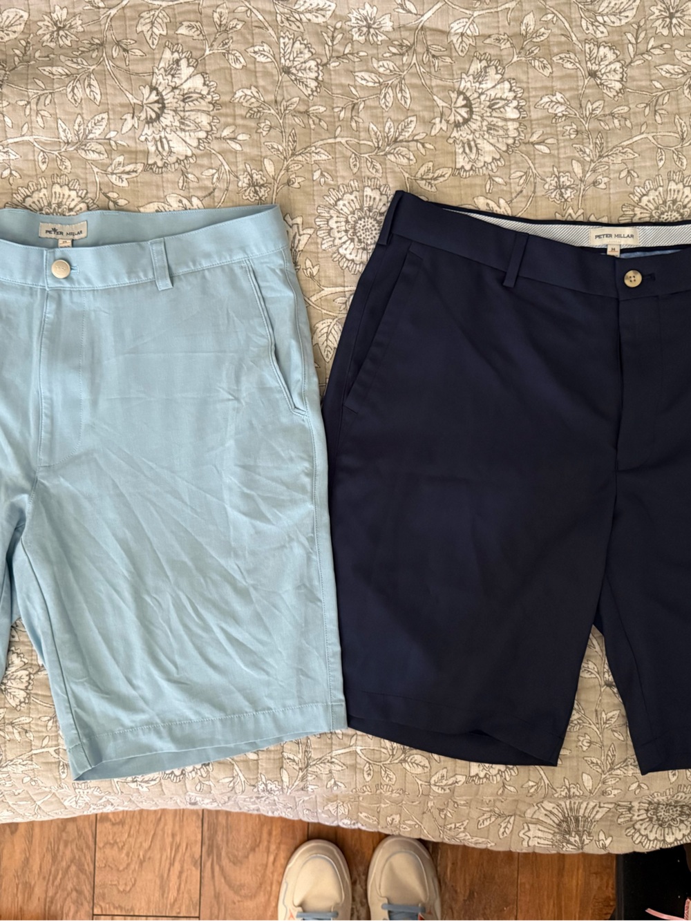 Peter Millar Light Blue and Navy Flat Front Men’s Shorts